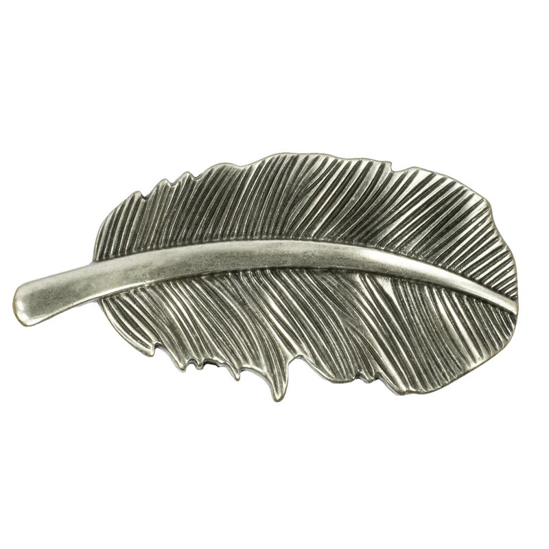 Gürtelschnalle 4cm Feder silber matt