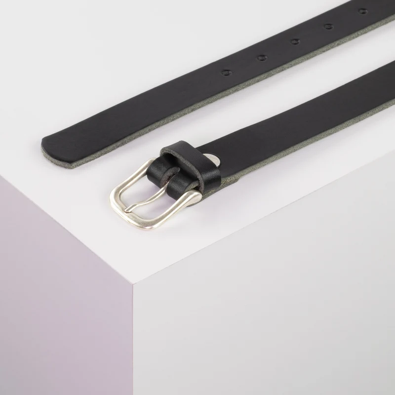 Ledergürtel 2,5cm mit Schnalle Chicago silber