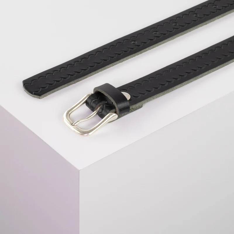 Ledergürtel 2,5cm mit Schnalle Chicago silber