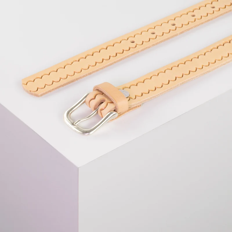 Ledergürtel 2,5cm mit Schnalle Chicago silber