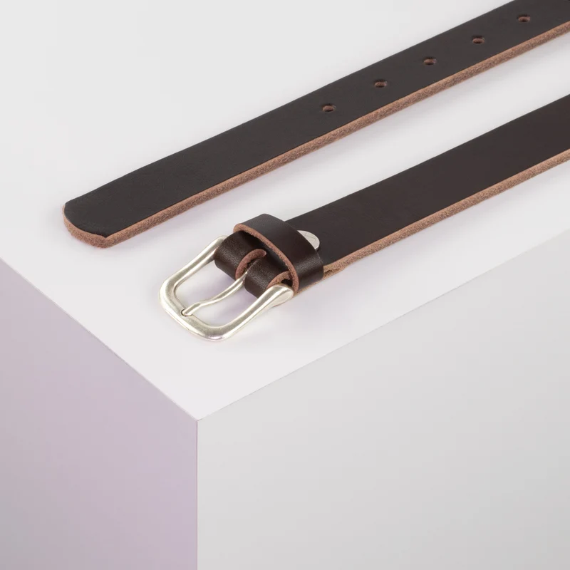 Ledergürtel 2,5cm mit Schnalle Chicago silber