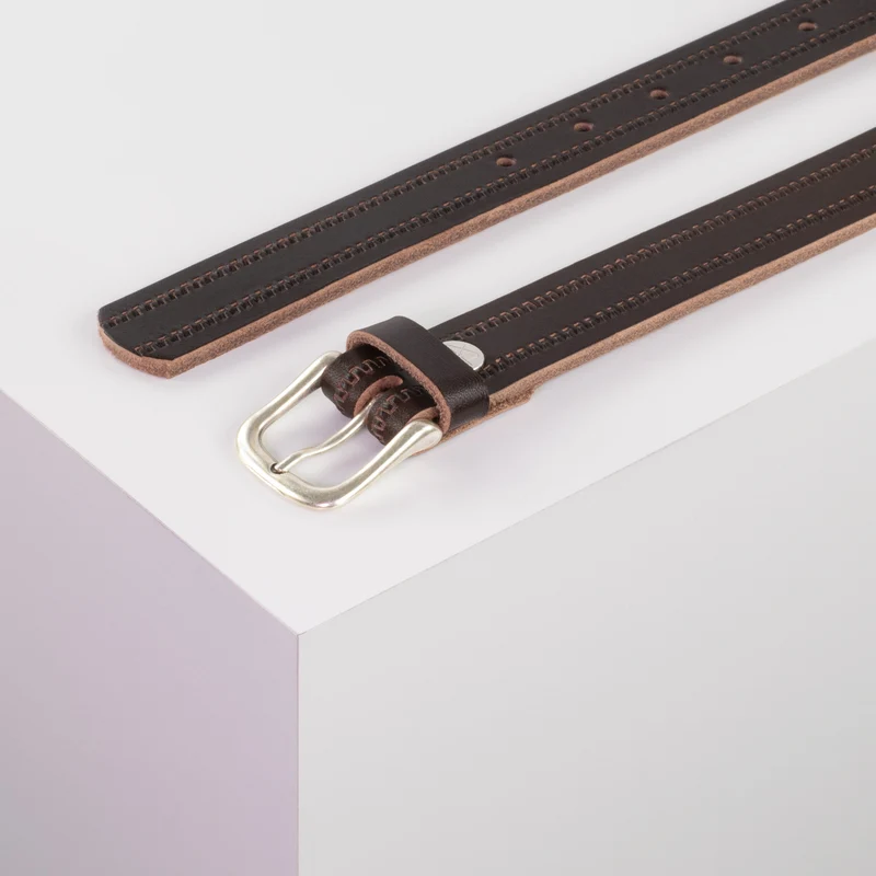 Ledergürtel 2,5cm mit Schnalle Chicago silber