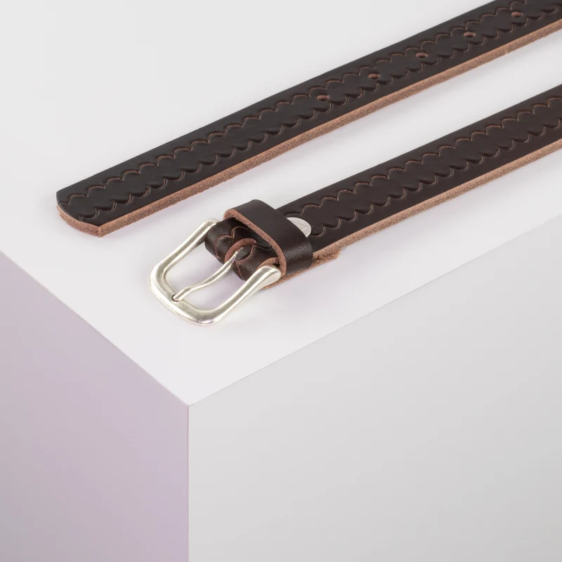 Ledergürtel 2,5cm mit Schnalle Chicago silber