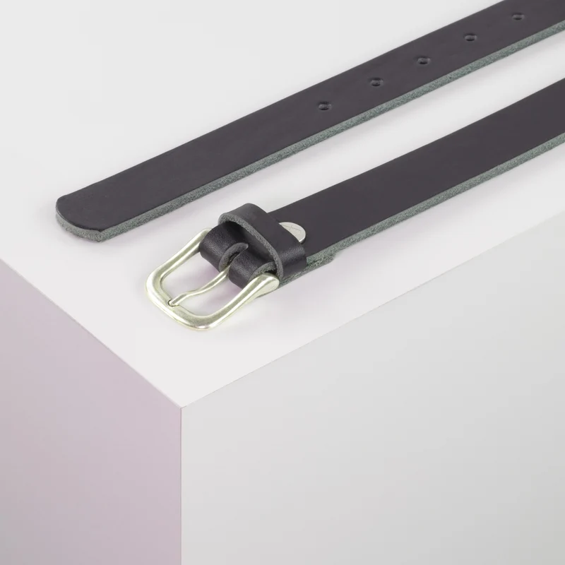 Ledergürtel 2,5cm mit Schnalle Chicago silber