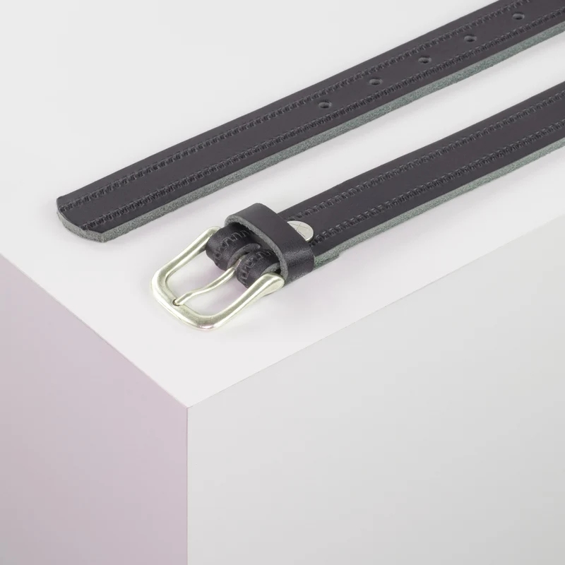 Ledergürtel 2,5cm mit Schnalle Chicago silber