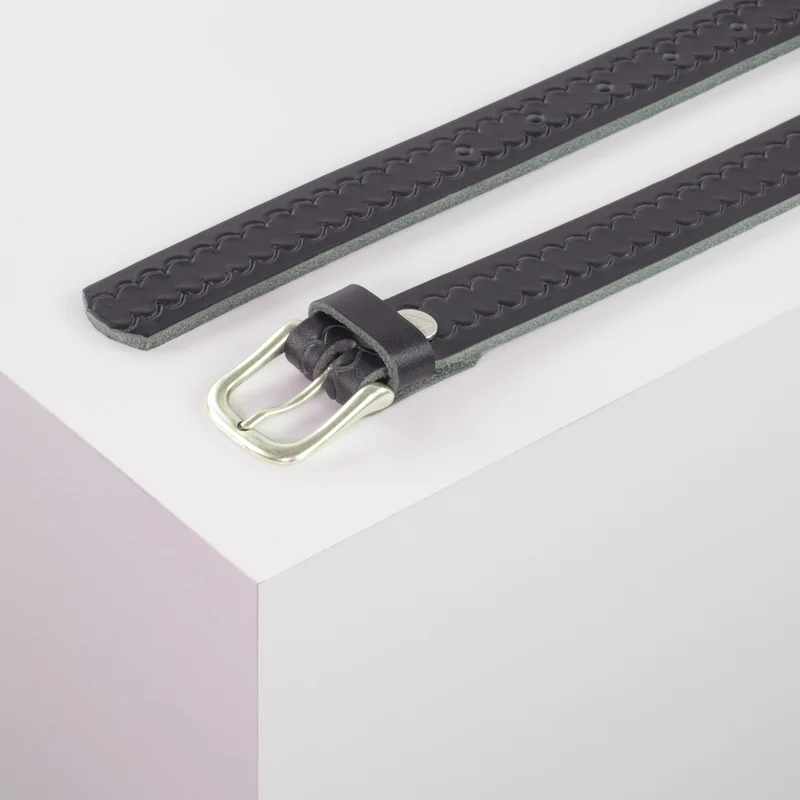 Ledergürtel 2,5cm mit Schnalle Chicago silber