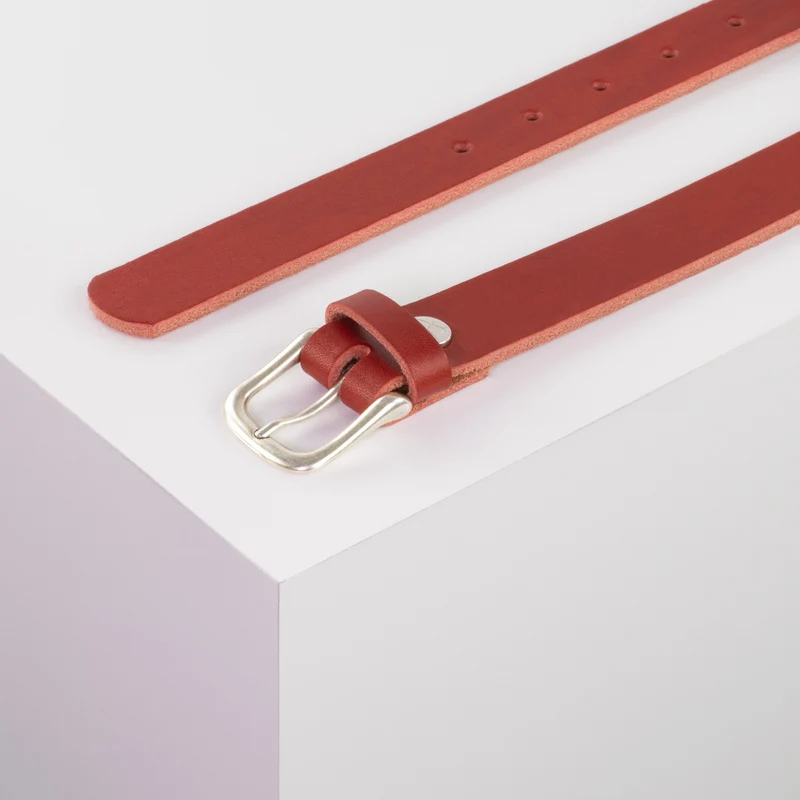 Ledergürtel 2,5cm mit Schnalle Chicago silber