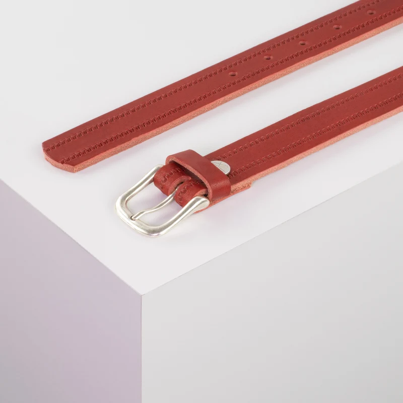 Ledergürtel 2,5cm mit Schnalle Chicago silber