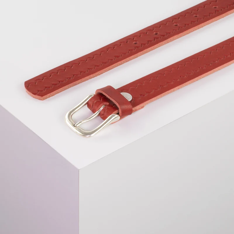 Ledergürtel 2,5cm mit Schnalle Chicago silber