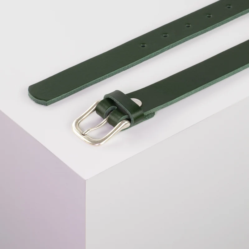Ledergürtel 2,5cm mit Schnalle Chicago silber