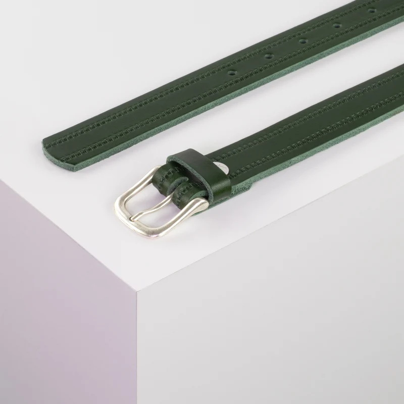 Ledergürtel 2,5cm mit Schnalle Chicago silber