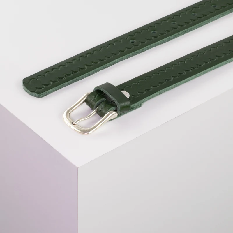 Ledergürtel 2,5cm mit Schnalle Chicago silber