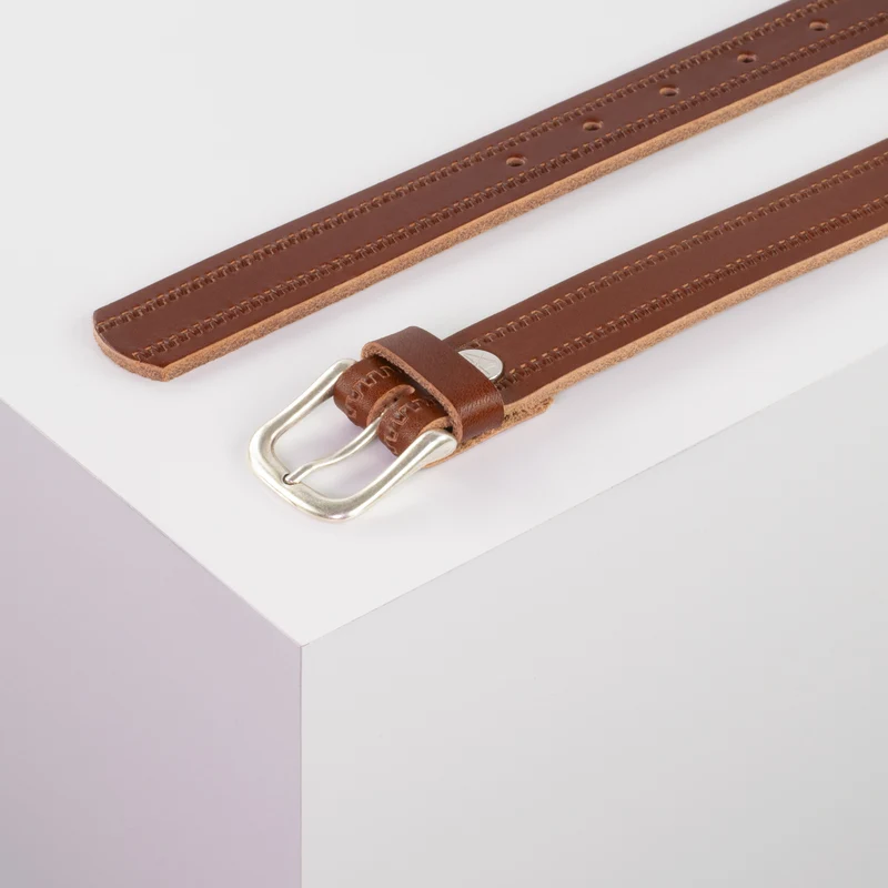 Ledergürtel 2,5cm mit Schnalle Chicago silber