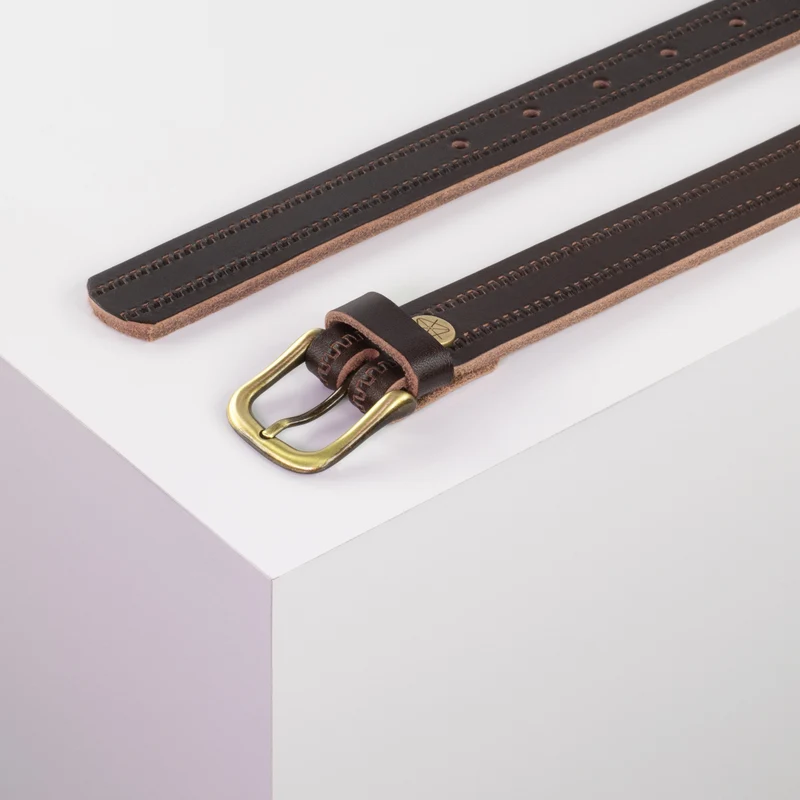 Ledergürtel 2,5cm mit Schnalle Chicago messing