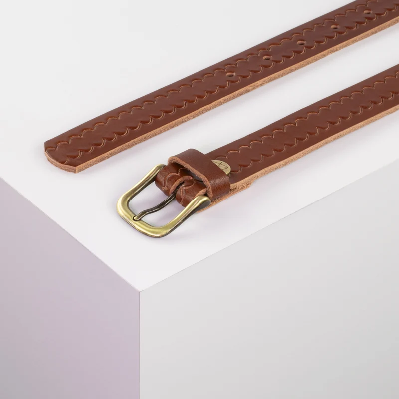 Ledergürtel 2,5cm mit Schnalle Chicago messing