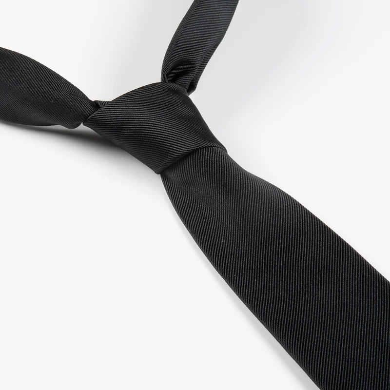 RAUL black uni – Seidenkrawatte mit Twill-Struktur