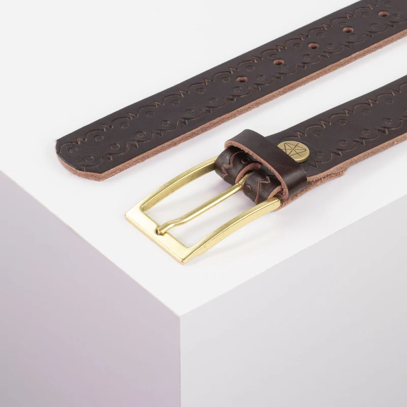 Ledergürtel 3,5cm mit Schnalle Verona gold