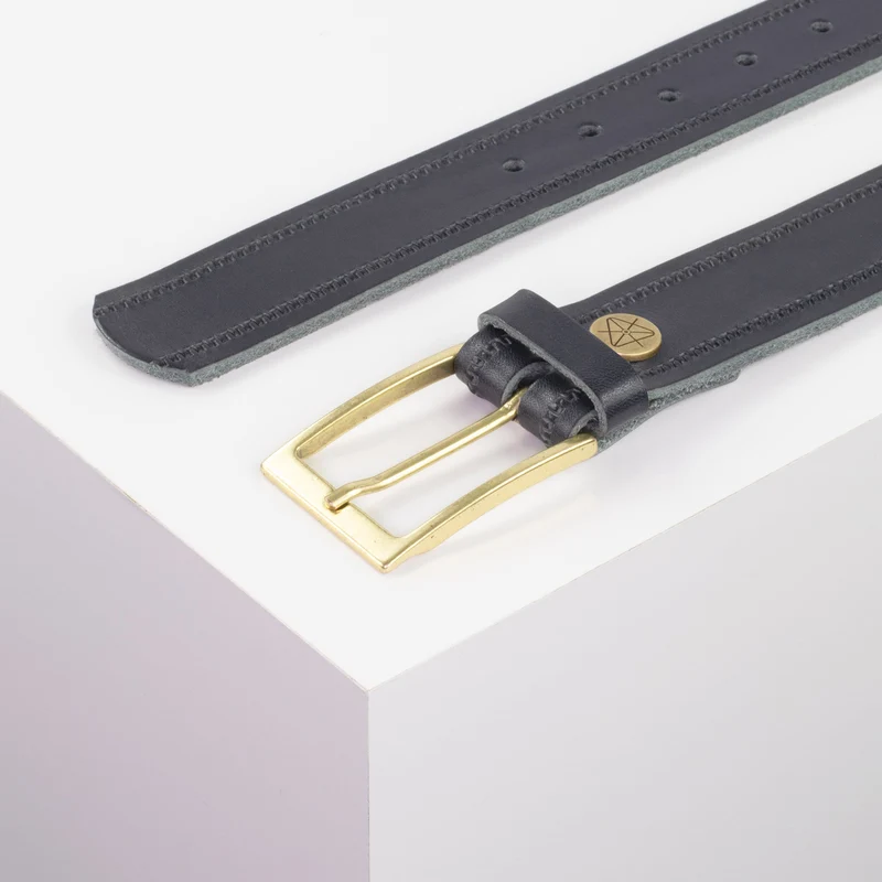 Ledergürtel 3,5cm mit Schnalle Verona gold