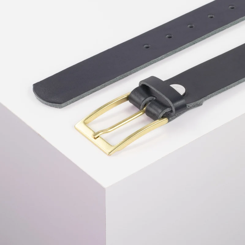 Ledergürtel 3,5cm mit Schnalle Verona gold