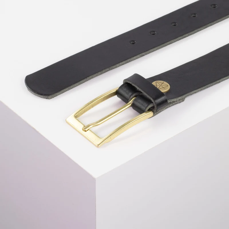 Ledergürtel 3,5cm mit Schnalle Verona gold