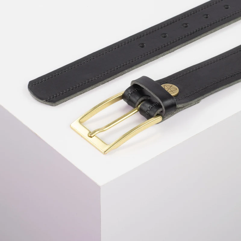 Ledergürtel 3,5cm mit Schnalle Verona gold