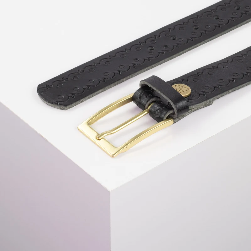 Ledergürtel 3,5cm mit Schnalle Verona gold