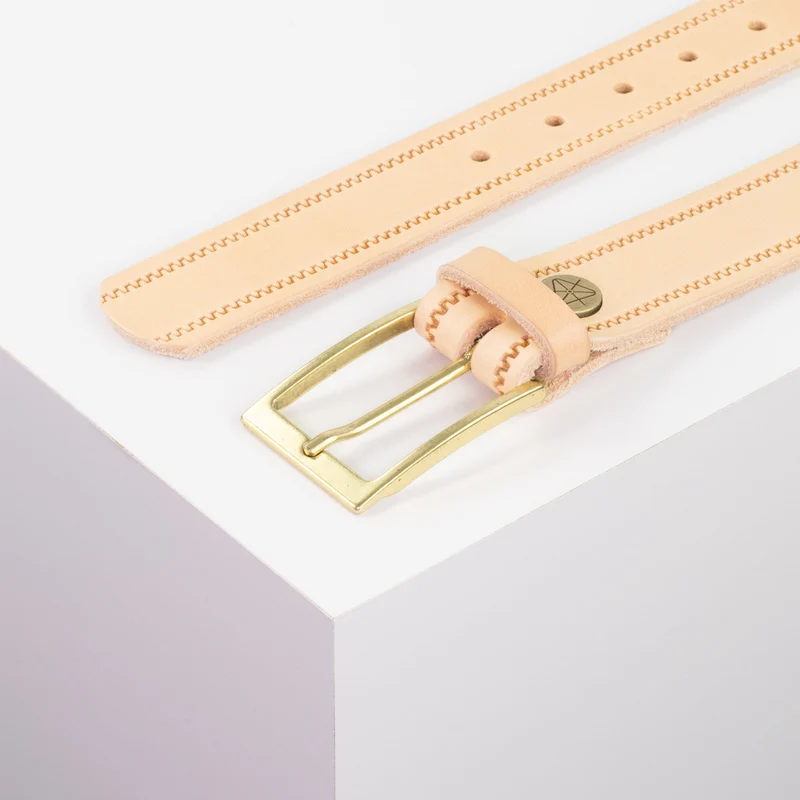 Ledergürtel 3,5cm mit Schnalle Verona gold