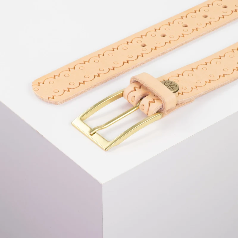 Ledergürtel 3,5cm mit Schnalle Verona gold