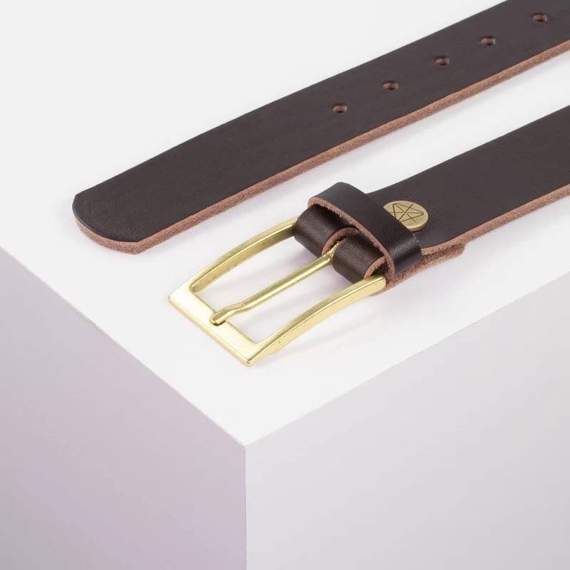 Ledergürtel 3,5cm mit Schnalle Verona gold