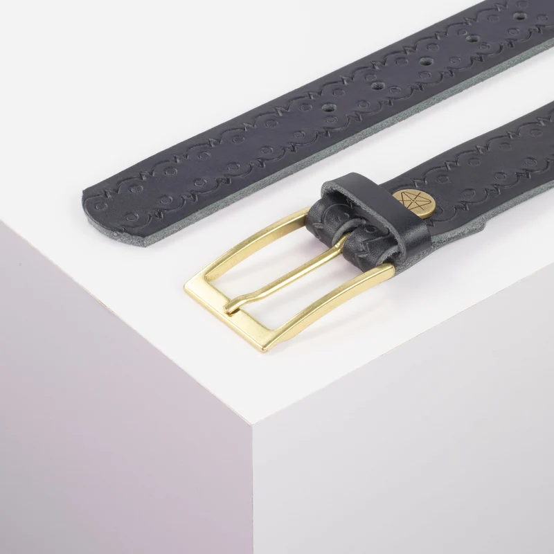 Ledergürtel 3,5cm mit Schnalle Verona gold