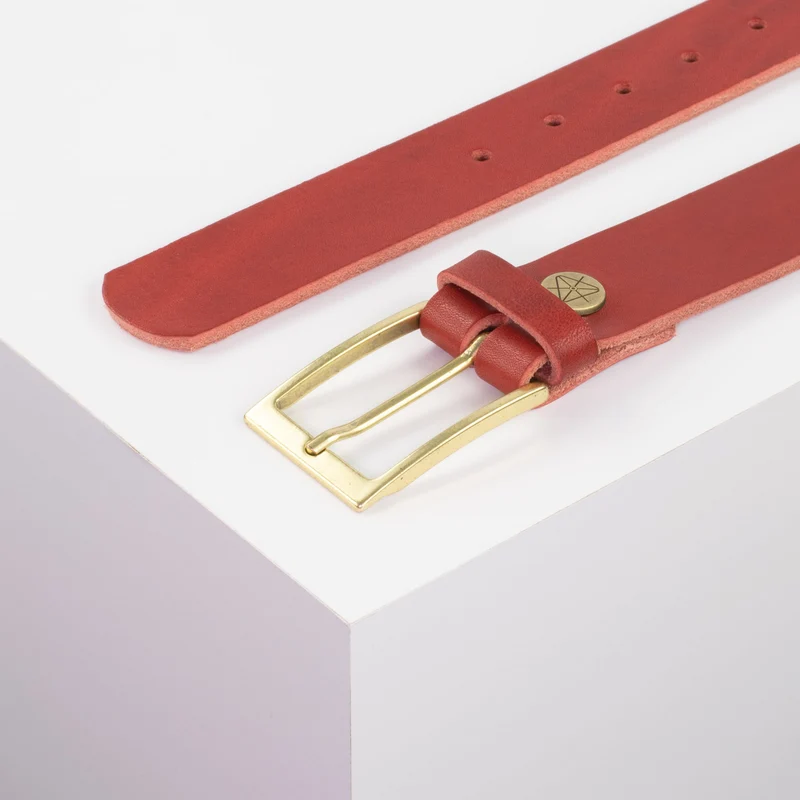 Ledergürtel 3,5cm mit Schnalle Verona gold
