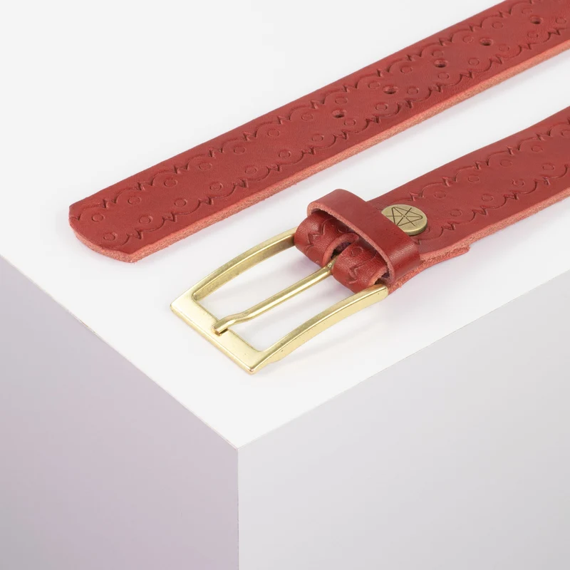 Ledergürtel 3,5cm mit Schnalle Verona gold