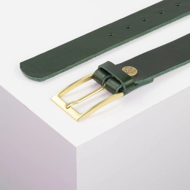Ledergürtel 3,5cm mit Schnalle Verona gold