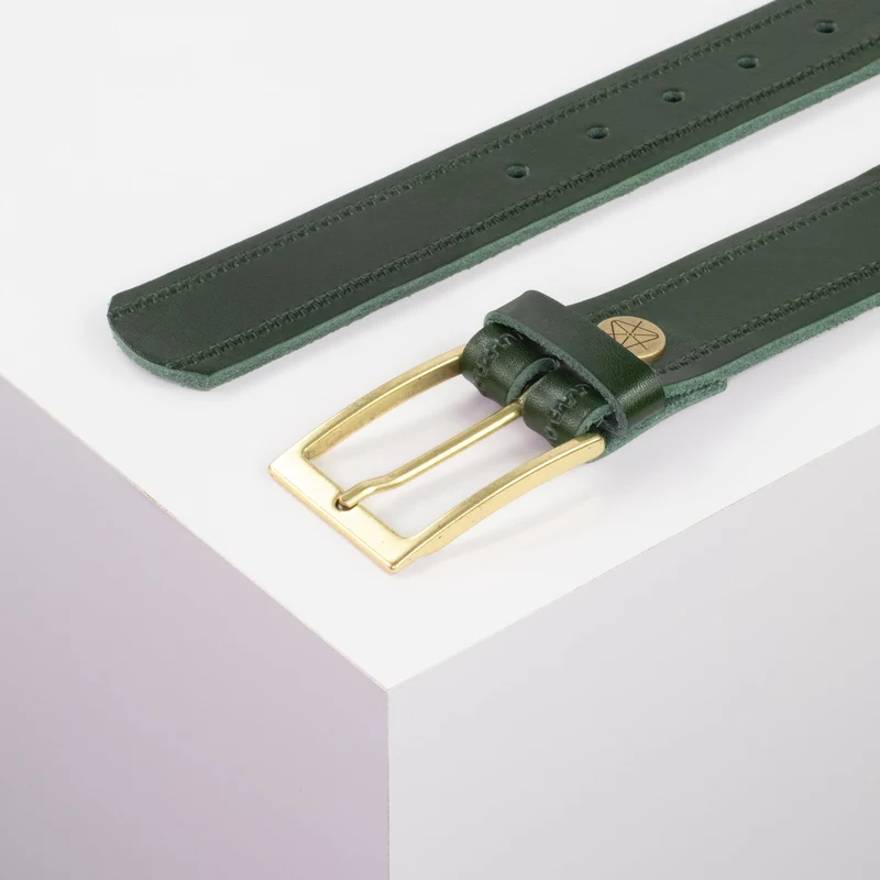 Ledergürtel 3,5cm mit Schnalle Verona gold