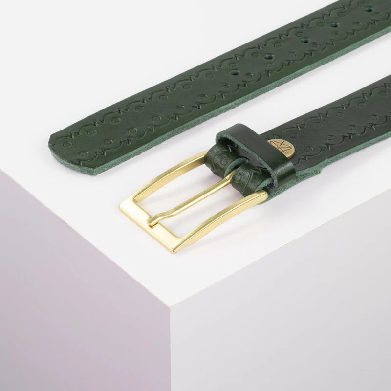 Ledergürtel 3,5cm mit Schnalle Verona gold
