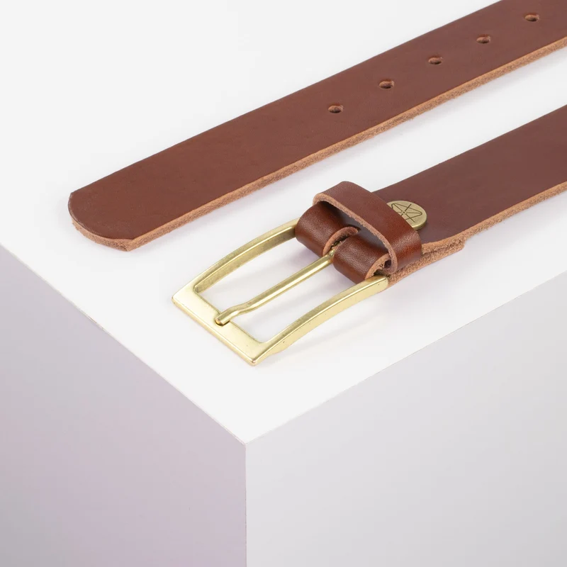 Ledergürtel 3,5cm mit Schnalle Verona gold