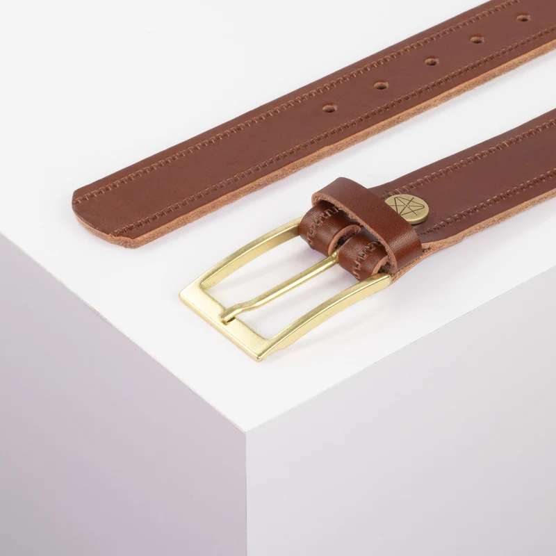 Ledergürtel 3,5cm mit Schnalle Verona gold