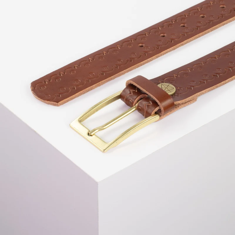 Ledergürtel 3,5cm mit Schnalle Verona gold