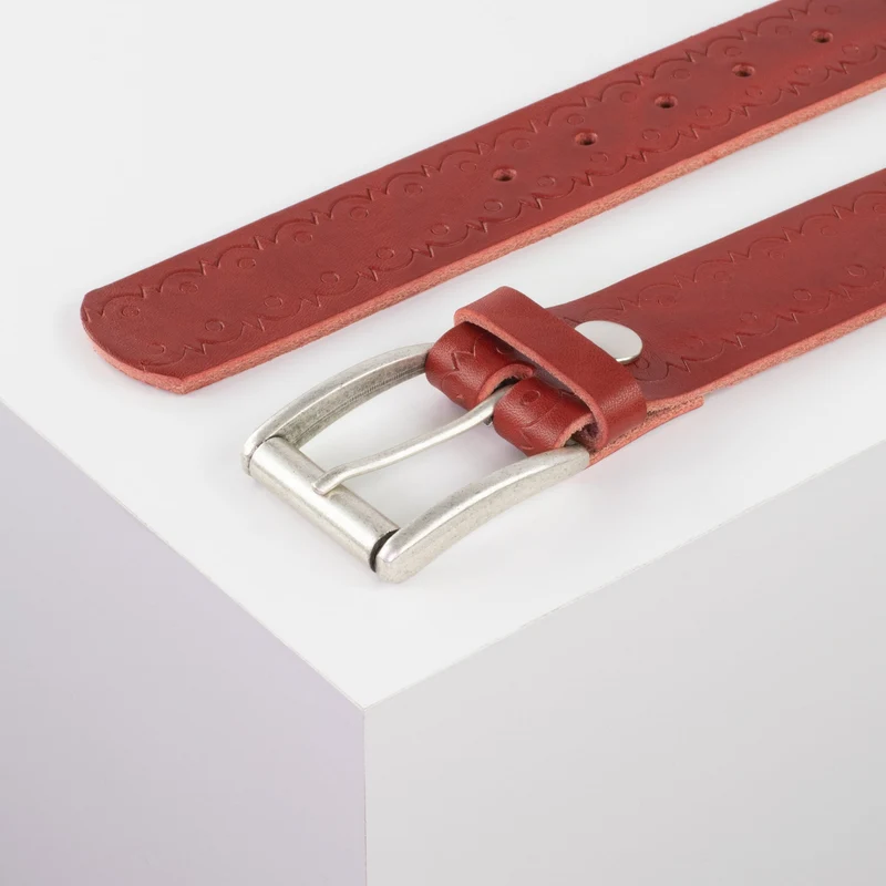 Ledergürtel 4cm mit Schnalle Amsterdam silber matt