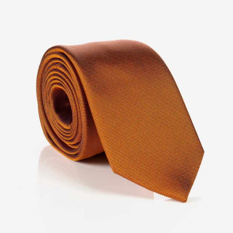 VALERIO orange uni – Seidenkrawatte mit Oxford-Webstruktur