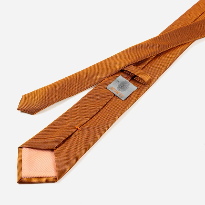 VALERIO orange uni – Seidenkrawatte mit Oxford-Webstruktur