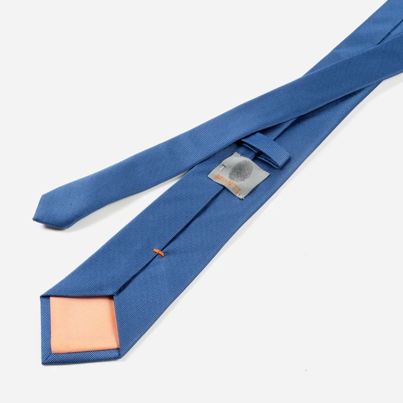 VALERIO blue uni – Seidenkrawatte mit Oxford-Webstruktur