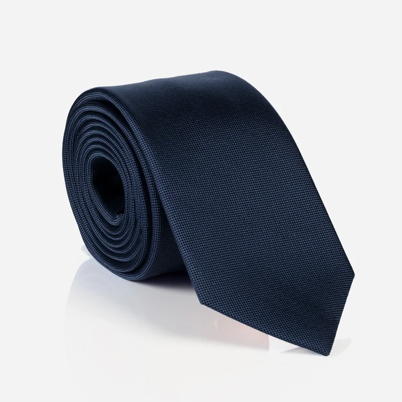VALERIO navy uni – Seidenkrawatte mit Oxford-Webstruktur