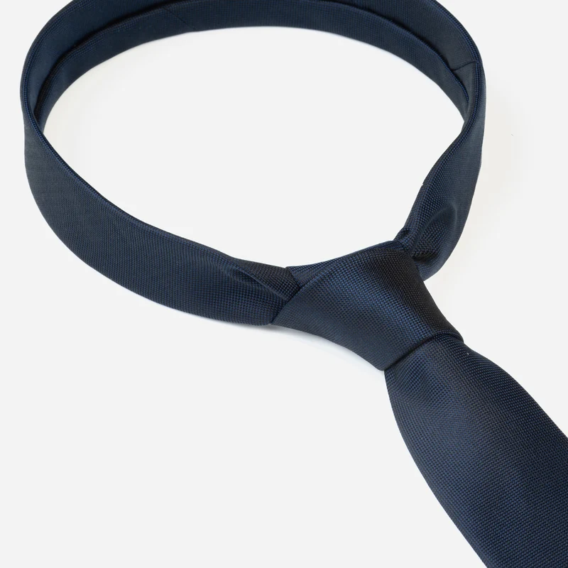 VALERIO navy uni – Seidenkrawatte mit Oxford-Webstruktur