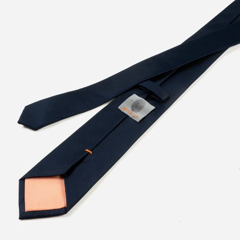 VALERIO navy uni – Seidenkrawatte mit Oxford-Webstruktur