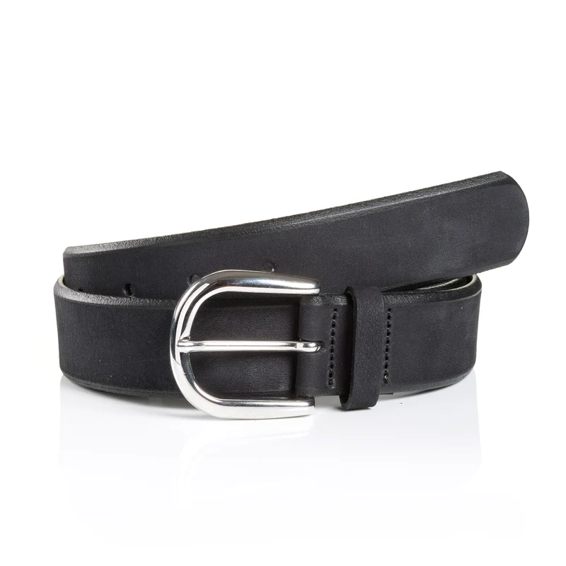 PAVIA black uni – Nubukledergürtel Damen 3,5 cm