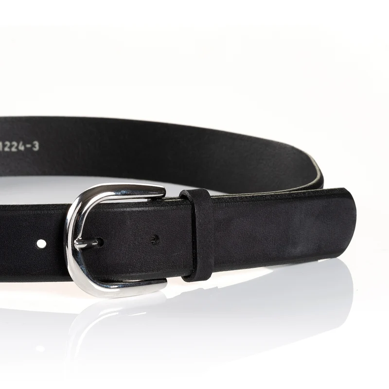 PAVIA black uni – Nubukledergürtel Damen 3,5 cm