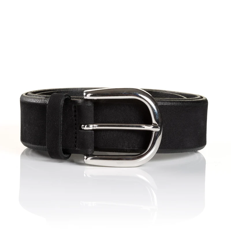 PAVIA black uni – Nubukledergürtel Damen 3,5 cm