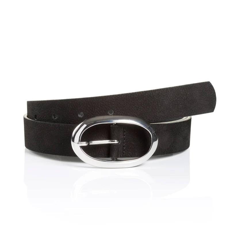 SIENA black uni – Ledergürtel Damen 3 cm mit ovaler Schließe