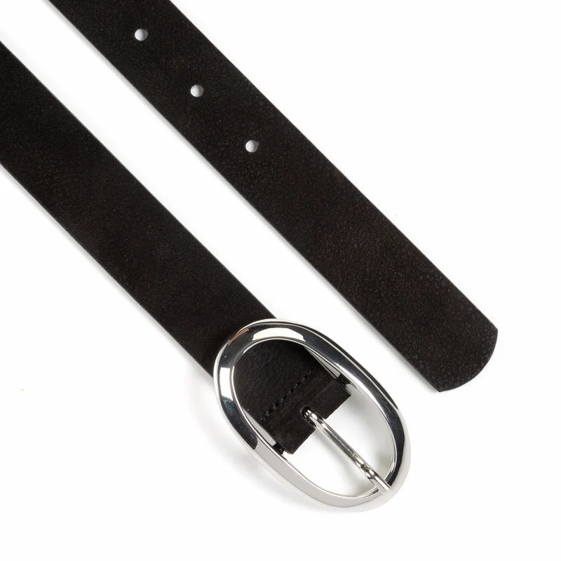 SIENA black uni – Ledergürtel Damen 3 cm mit ovaler Schließe